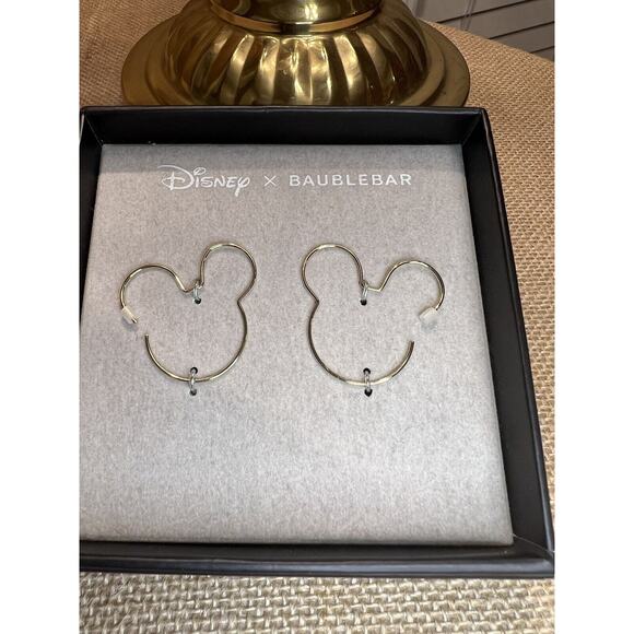 Disney Baublebar MICKEY MOUSE Gold Tone Hoop Earrings- Brand New - Picture 5 of 8
